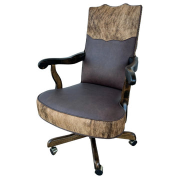 Leather and Brindle Cowhide Office Chair