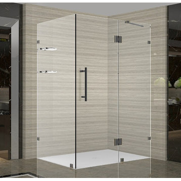 Avalux 48"x32"x72" Completely Frameless Shower Enclosure, Oil Rubbed Bronze
