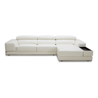 Zuri furniture modern wynn slate 2024 leather sectional sofa with adjustable headrests