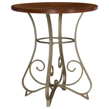Linon Hamilton Wood and Steel Pub Table in Pewter and Faux Cherry