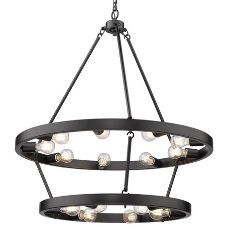 Golden Castile 15-Light Chandelier 1019-96 BLK, Matte Black