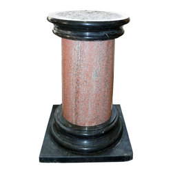 Argentinian Neoclassical Pink Granite and Black Marble Pedestal - Products