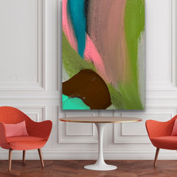 Preethi Arts - 48x36 inches Large Modern Green Brown Abstract Painting Wall Art Decor - Paintings