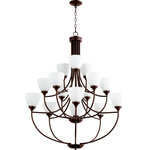 Quorum - Quorum 6059-15-86 Enclave - Fifteen Light 2-Tier Chandelier - Shade Included: TRUE* Number of Bulbs: 15*Wattage: 60W* BulbType: Medium Base* Bulb Included: No