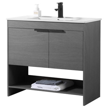 Phoenix Bath Vanity With Ceramic Sink Full assembly Required, Classic Grey, 36"