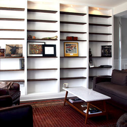 Contrast Built-in Bookcases in Living Room - Display And Wall Shelves 