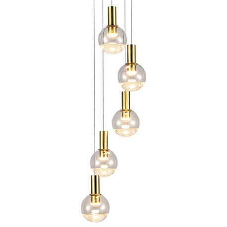 Sienna 5-Light ETL Certified Integrated LED Chandelier Lighting Fixture, Brass