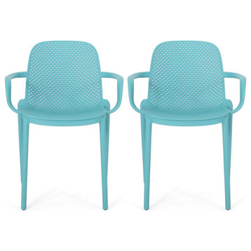Winona Outdoor Stacking Dining Chairs, Teal, Set of 2