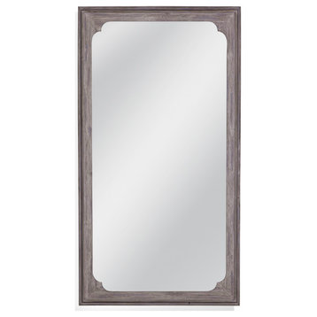 White Washed Scalloped Frame Floor Mirror
