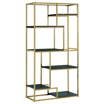 Furniture of America Jan Contemporary Metal 6-Shelf Bookcase in Gold Champagne