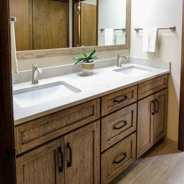 Master Bath with Knotty Alder Vanity and Updated Surround Around Tub