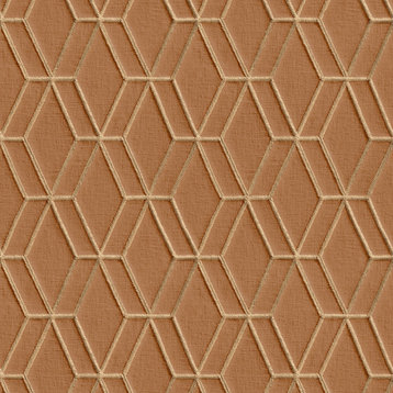 Textured Wallpaper, Rhomboid Trellis, Gold Orange, 1 Roll