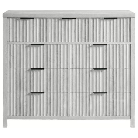 Modern Solid Wood 9-Drawer Dresser, Bright White