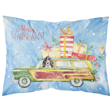 Merry Christmas Black Parti Cocker Spaniel Fabric Standard Pillowcase