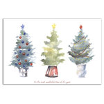 DDCG - Three Watercolor Christmas Trees Canvas Wall Art, 36"x24" - Spread holiday cheer this Christmas season by transforming your home into a festive wonderland with spirited designs. This Three Watercolor Christmas Trees 36x24 Canvas Wall Art makes decorating for the holidays and cultivating your Christmas style easy. With durable construction and finished backing, our Christmas wall art creates the best Christmas decorations because each piece is printed individually on professional grade tightly woven canvas and built ready to hang. The result is a very merry home your holiday guests will love.