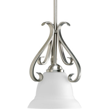 1-Light Mini-Pendant, Brushed Nickel With Etched Shade