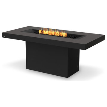 EcoSmart™ Gin 90 Bar Fire Table - Ethanol/Gas (Propane/Natural) Fire Pit, Graphite, Gas Burner (Lp/Ng)