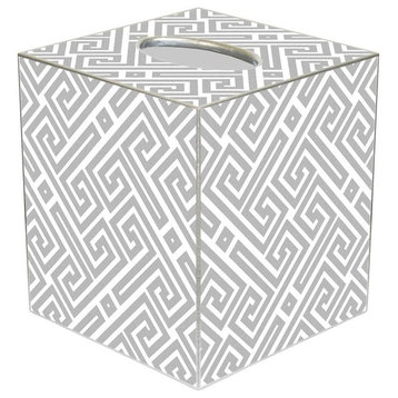 TB2654 - Grey & White Fret Pattern Tissue Box Cover