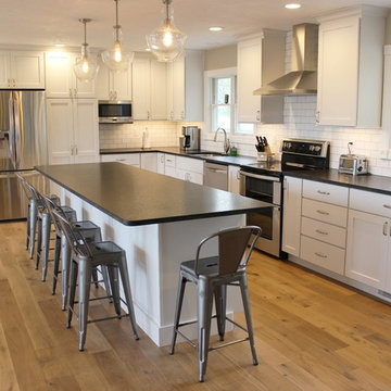 Geneseo, IL- White Painted Kitchen with Matte Black Granite and Subway Tile