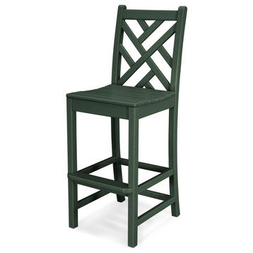 Polywood Chippendale Bar Side Chair, Green