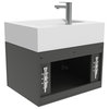 Nile 24" Wall Mounted Bathroom Vanity Set, Black, White Top, Chrome Handles