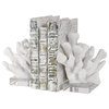 Luxe White Faux Coral Sculpture Bookends 2-Piece Set, Crystal