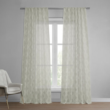 Calais Tile Patterned Linen Sheer Curtain, 50"x96"