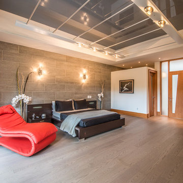 Modern bedroom with Black Gloss Stretch Ceiling