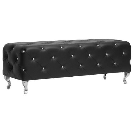 Baxton Studio Stella Crystal Tufted Modern Bench, Black