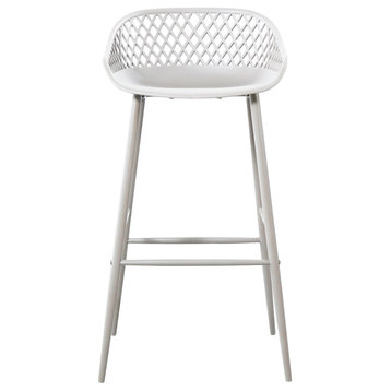 Outdoor Barstool White (Set of 2) Black Contemporary (Bar Height)