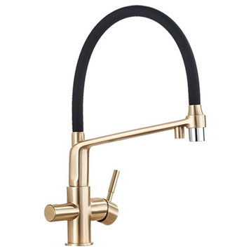 Purification Pure Water 360 Swivel Kitchen Mixer Tap, Brushed Gold, A