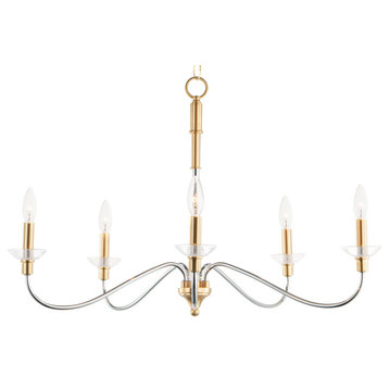 Maxim 25375CL Clarion 5 Light 32"W Taper Candle Chandelier - Polished Chrome /