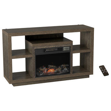 Electric Fireplace TV Stand, Black/Brown