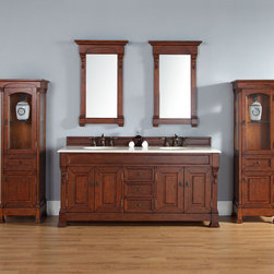 72 inch Warm Cherry Double Bathroom Vanity Optional Countertops - Bathroom Vanities And Sink Consoles