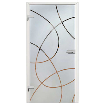 Hinged Glass Door, Semi Private with Frosted Design, 24"x84" Inches, Right