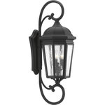 Progress Lighting - Verdae 3-Light Extra Large Wall Lantern - Wall, post and hanging lanterns in the Verdae collection offer traditional styling for a variety of exteriors. Classic and formal clear seeded glass complements a Black or Antique Bronze finish. Open bottom design allows easy access to replace lamps without removing any pieces.