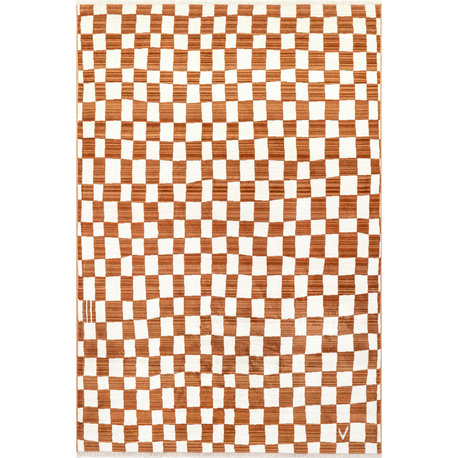 Nuloom Dominique Abstract Checkered Fringe Area Rug, Orange 8'x10'2"