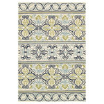 Couristan Inc - Couristan Covington Pegasus Indoor/Outdoor Area Rug, Ivory-Navy-Lime, 5'6"x8' - Designed with today's  busy households in mind, the Covington Collection showcases versatile floor fashions with impressive performance features that add to their everyday appeal. Because they are made of the finest 100% fiber-enhanced Courtron polypropylene, Covington area rugs are water resistant and can be used in a multitude of spaces, including covered outdoor patios, porches, mudrooms, kitchens, entryways and much, much more. Treated to prevent the growth of mold and mildew, these multi-purpose area rugs are exceptionally easy to clean and are even considered pet-friendly. An ideal decor choice for families with young children, or those who frequently entertain, they will retain their rich splendor and stand the test of time despite wear and tear of heavy foot traffic, humidity conditions and various other elements. Featuring a unique hand-hooked construction, these beautifully detailed area rugs also have the distinctive aesthetic of an artisan-crafted product. A broad range of motifs, from nature-inspired florals to contemporary geometric shapes, provide the ultimate decorating flexibility.