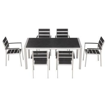 Outdoor Aluminum Resin 7-Piece Square Dining Table and Chairs Set