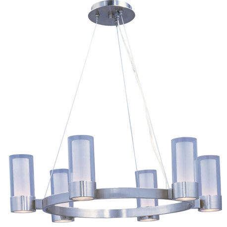 Maxim 23077 Silo 27"W 6 Light Chandelier - Polished Chrome / Clear Frosted