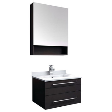 Fresca Lucera 24" Wood Bathroom Vanity with Medicine Cabinet in Espresso