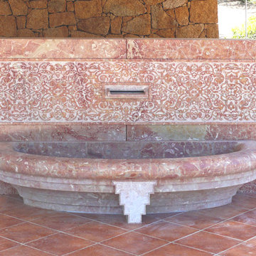 wall fountain in sicilian pink marble