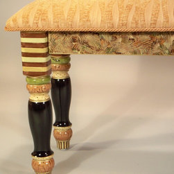 Upholstered Long Bench - Handpainted by Suzanne Fitch - Products
