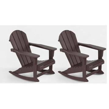 WestinTrends 2PC Outdoor Patio Porch Rocker Classic Adirondack Rocking Chair Set, Dark Brown