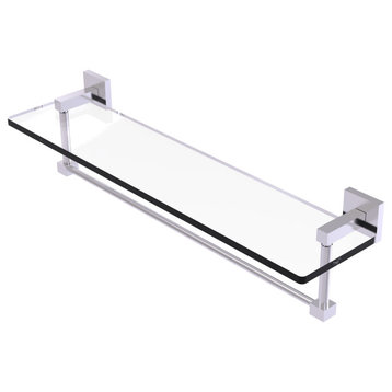 Montero 22" Glass Vanity Shelf with Integrated Towel Bar, Satin Chrome