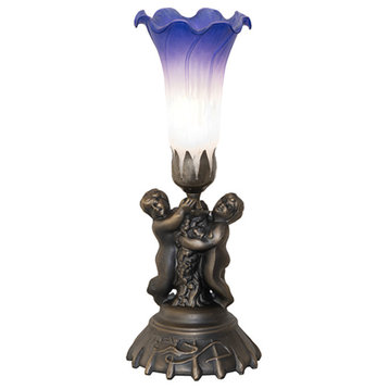 Meyda Tiffany 260438 Tiffany Pond Lily 13" Tall Buffet Table Lamp - Antique
