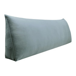 WOWMAX - Bed Rest Wedge Reading Pillow Back Support Headboard Daybed Cushion Grey, 76x20x8 - Bed Pillows