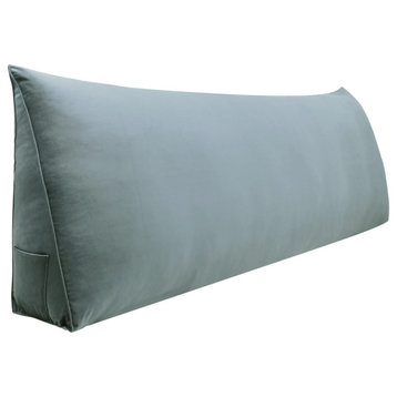 Bed Rest Wedge Reading Pillow Back Support Headboard Daybed Cushion Grey, 76x20x8
