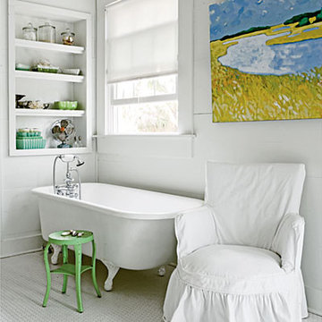 White, Watercolored Bath - 50 Comfy Cottage Rooms - Photos - CoastalLiving.com
