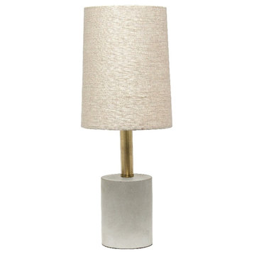 Elegant Designs Cement Table Lamp with Antique Brass Detail Khaki